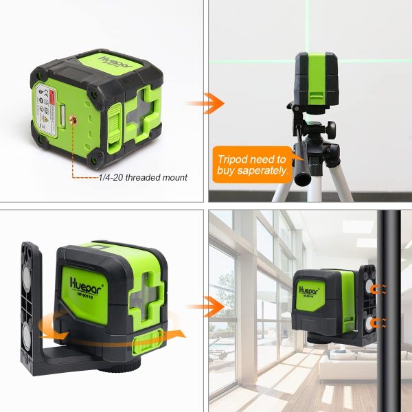 Cross Line Laser - DIY Self-Leveling Green Beam Horizontal and Vertical Line Laser Level with 100 Ft Visibility, Bright Laser Lines with 360?? Magnetic Pivoting Base -M-9011G - Image 2