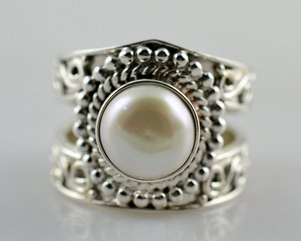 Freshwater Pearl Silver Ring, Pearl Ring, 925 Solid Sterling Silver Ring, Pearl Jewelry, Pearl Ring for Women, Handmade Ring Size 3-14 US - Image 5