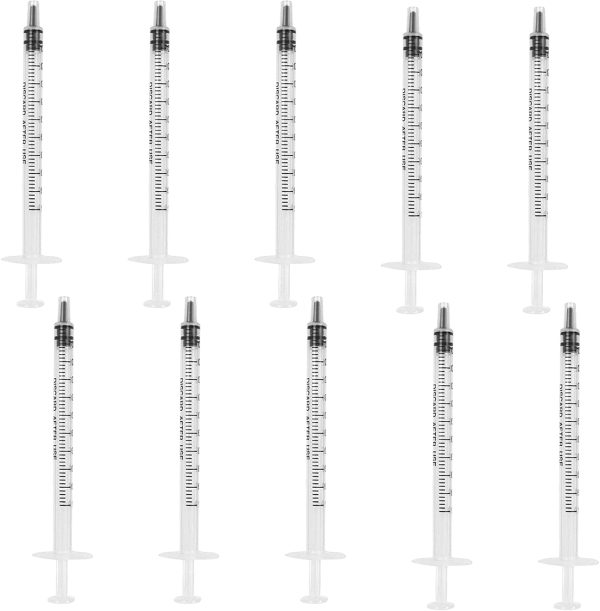 10Pcs 1Ml Plastic Syringes Measuring Syringe No Needle Syringe Reusable 1Ml Syringes Sterile Colostrum For Scientific Lab Baby Medicine Dispensing Liquid Measuring Watering Pet Feeding Glue Applicator