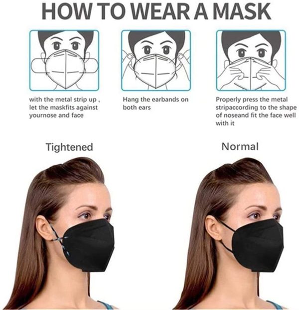 30PCS 5-Ply Black Disposable Face_Masks for Adult, 95_3D Mouth Shield Filter with Adjustable Earloop and Nose (Black) - Image 4