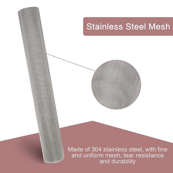 304 Stainless Steel Woven Wire, 11.8 * 39.4 Inch 120 Mesh Metal Mesh Screen, Rodent Control Insect Mesh, Pest Proofing Mesh for DIY Filter Mesh Home Kitchen (Silver) - Image 3