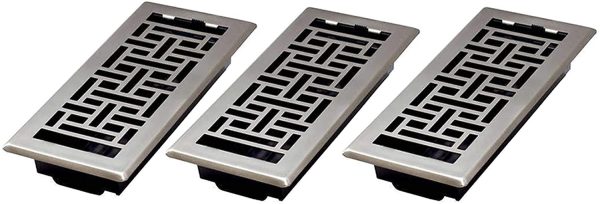 Oriental Decor Floor Register Vent Covers Brushed Nickel Finish 3 Pack, 4" x 10" inches (Duct Opening Measurements) - Image 2