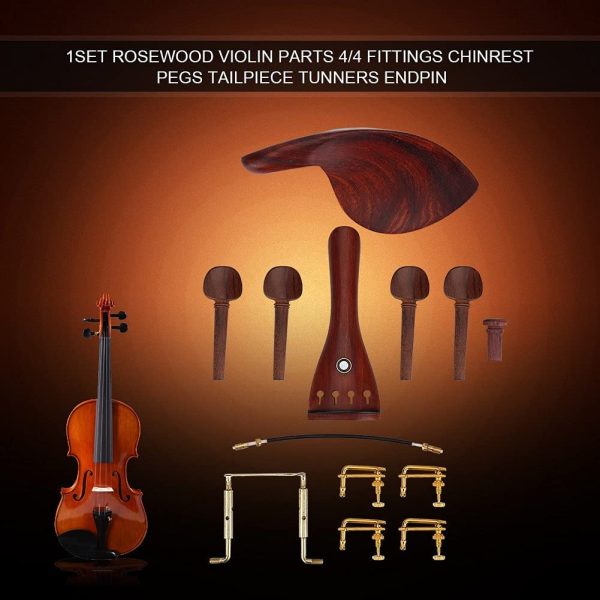 with Endpin with Tuning Pegs with Tail Gut Rosewood 4/4 Violin Fittings, 4/4 Violin Accessories, with Chin rest for professional enthusiasts - Image 3