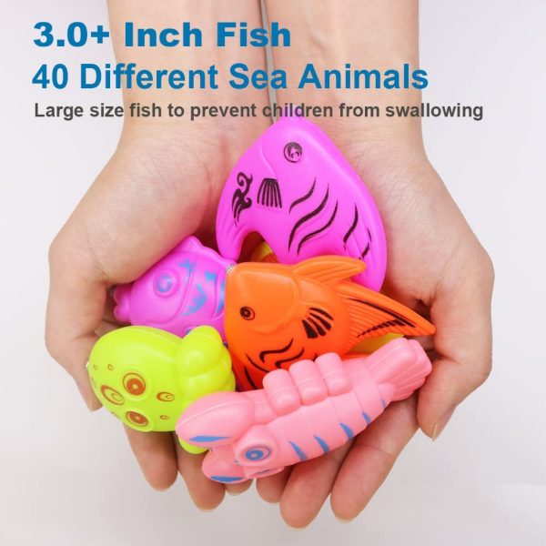 Magnetic Fishing Game Bath Toys for Kids Ages 4-8, 2 Fishing Poles 2 Fishing Nets and 38 Floating Magnet Ocean Sea Animals Bathtub Toys for Kids - Image 2