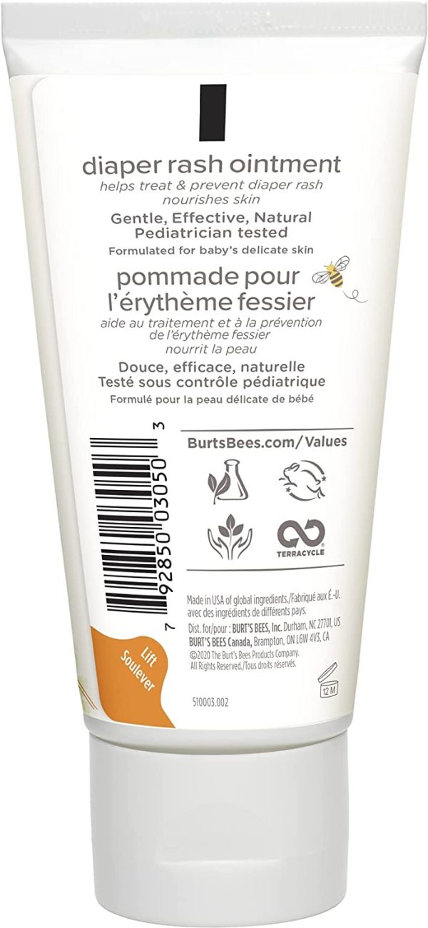 Burt's Bees Baby Diaper Rash Ointment, Maximum Strength, 40% Zinc Oxide, 100% Natural Origin, Pediatrician Tested, Mother's Day Gift, 85g