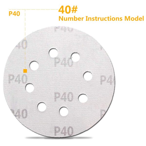 GOOOA 66Pcs 5 inch 8 Holes Sanding Discs 40/60/ 80/120/ 180/240 Grit Round Sandpaper Assorted for Random Orbital Sander