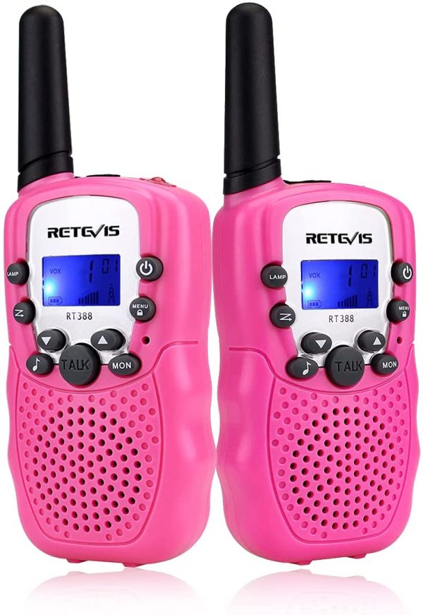 RT388 Walkie Talkie for Kids,Toy Walkie Talkies for 6-12 Year Old Girls Boys,Hands Free Long Range,22 CH LCD Flashlight,Birthday Gifts,Camping Hiking Skiing(Pink, 1 Pair) - Image 7