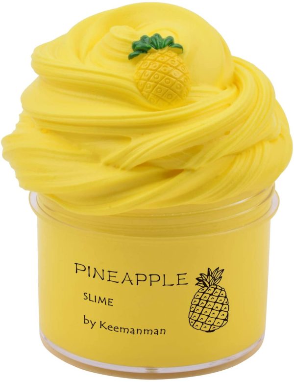 Keemanman Yellow Pineapple Butter Fluffy Slime, DIY Slime Supplies Kit for Girls and Boys, Stress Relief Toy Scented Slime Toy for Kids Education, Party Favor, Gift and Birthday(7oz) - Image 2