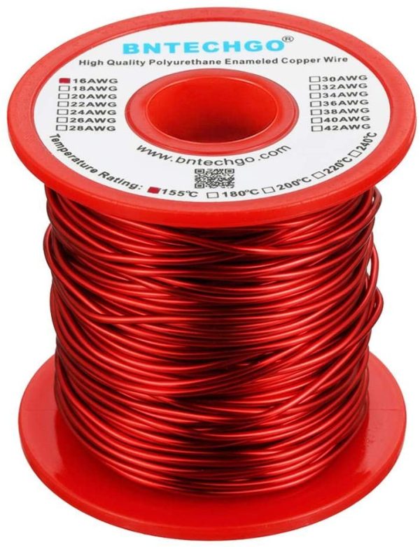 BNTECHGO 16 AWG Magnet Wire - Enameled Copper Wire - Enameled Magnet Winding Wire - 1.0 lb - 0.0492" Diameter 1 Spool Coil Red Temperature Rating 155?? Widely Used for Transformers Inductors - Image 2