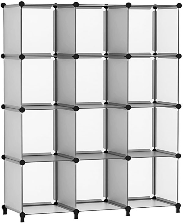 Cube Storage Organizer, 12-Cube Shelf Unit, Modular Bookcase, Plastic DIY Closet Storage Cabinet, Cube Bookshelf Storage, Ideal for Kids, Bedroom, Living Room, Closet, Office Grey - Image 5