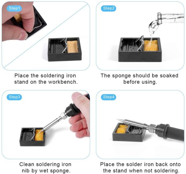 Soldering Iron Kit, 60W Adjustable Temperature Soldering Welding Iron Tool with ON-Off Switch, 5pcs Soldering Iron Tips, Soldering Iron Stand, Solder Wire, Tweezers - Image 5