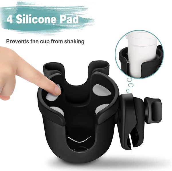 Stroller Cup Holder,Gusieapue Universal Pushchair/Pram Cup Holder,Baby Bottle Organizer for Stroller,Drink and Coffee Cup Holder with Phone Storage Box,Suitable for Baby Buggy and Bike - Image 6