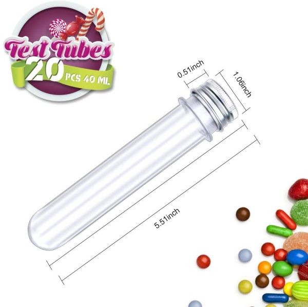 ZHIHU 20 Pack Science Party Test Tubes 25x140mm,Clear Plastic Test Tubes Gumball Candy Tubes, Bath Salt Vials Christmas Birthday Gifts (40 ml) - Image 5