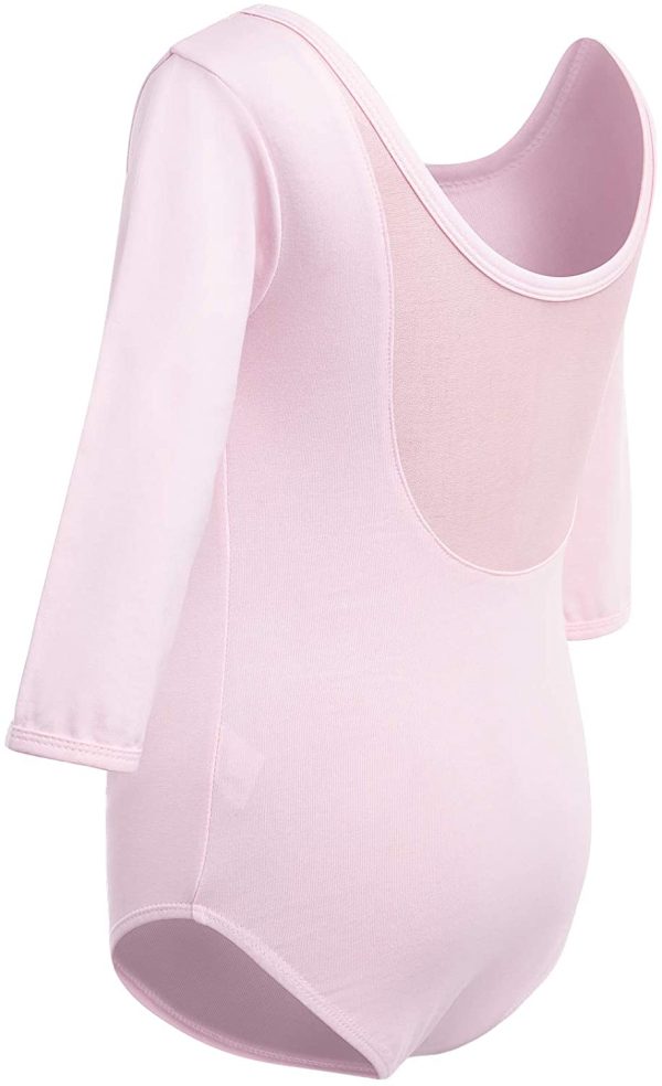 Soudittur Girls Leotard Ballet Dance Team Basic 3/4 Long Sleeve Mesh Back Cotton Bodysuit Dancewear for Teens - Image 7