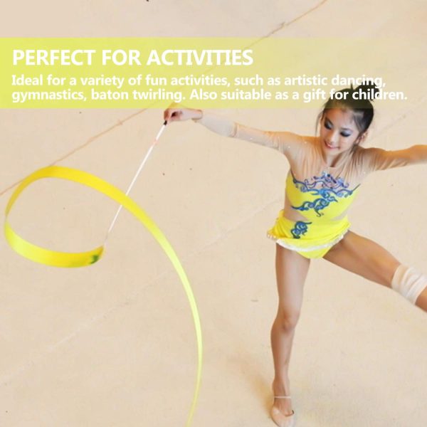 velty Place 10 Pieces Dance Ribbons Streamers - 6.6Ft Unisex Kids' Gymnastics Ribbon Wands - Perfect Rhythm Sticks for Talent Shows, Artistic Dancing, Baton Twirling (10 Colors) - Image 3