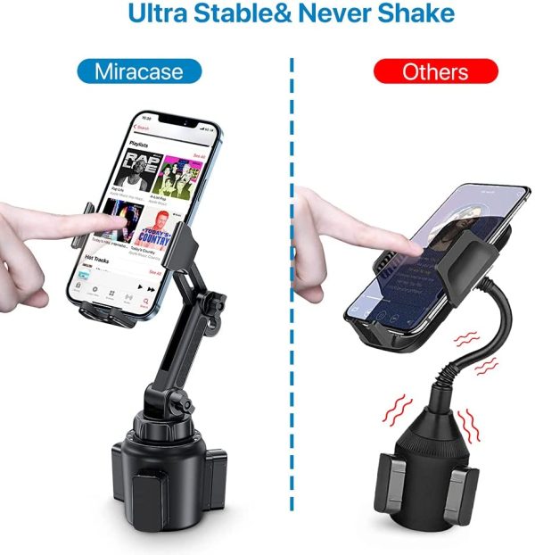 Miracase Cup Phone Holder for Car, Upgraded Adjustable Long Neck Universal Hands Free Car Cup Holder Phone Mount Cradle Compatible with iPhone, Samsung, Google and All Cell Phones - Image 2