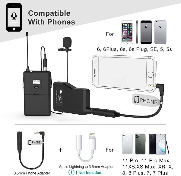 Wireless Microphone System,Fifine Wireless Microphone Set with Headset and Lavalier Lapel Mics, Beltpack Transmitter and Receiver,Ideal for Teaching, Preaching and Public Speaking Applications-K037B - Image 5