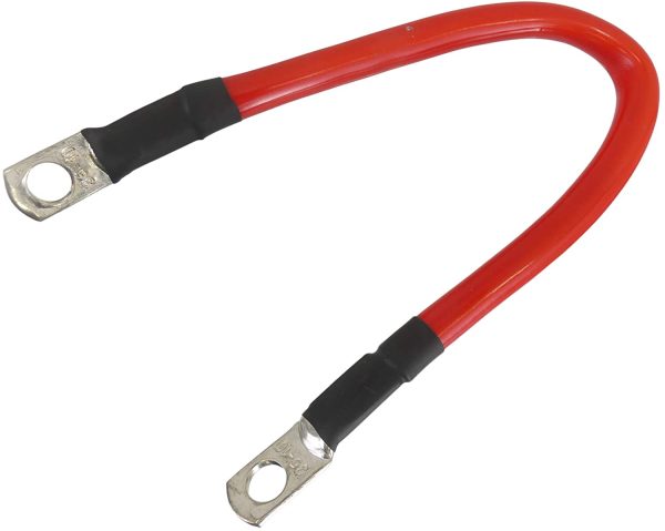 12-inch 3/8?? Battery Replacement Cable, 10mm Copper Lug Ends, Super Heavy-Duty 2 AWG 100% Copper, Automobile, Marine, Boat, Solar, Tractor, Mower, Golf Cart, Motorcycle, Heavy Equipment, by