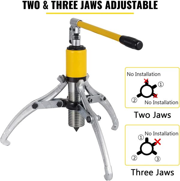 15 Ton Hydraulic Gear Puller Adjustable 3 Jaws Wheel Bearing Pulling Separator 3 in 1 Pump Oil Tube Drawing Machine Wheel Bearing Hub Removal Tool w/Case - Image 8