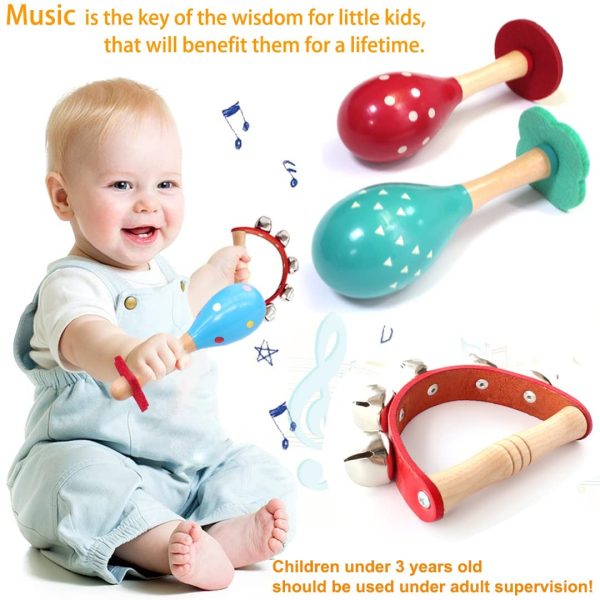 Benelet Wooden Musical Instruments Set for Children,Safe and Friendly Natural Materials,Kid's Music Enlightenment,Percussion Instrument Music Toys Kit for Preschool Education,Storage Mesh Bag - Image 6