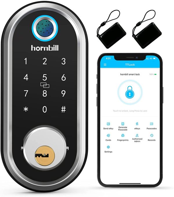 Smart Lock,  Fingerprint Deadbolt Lock with Touchscreen Keypad, Keyless Entry Front Door Lock, Bluetooth Electronic Digital Lock with App Control, Auto Lock, Keys, IC Cards and Code for Homes - Image 5