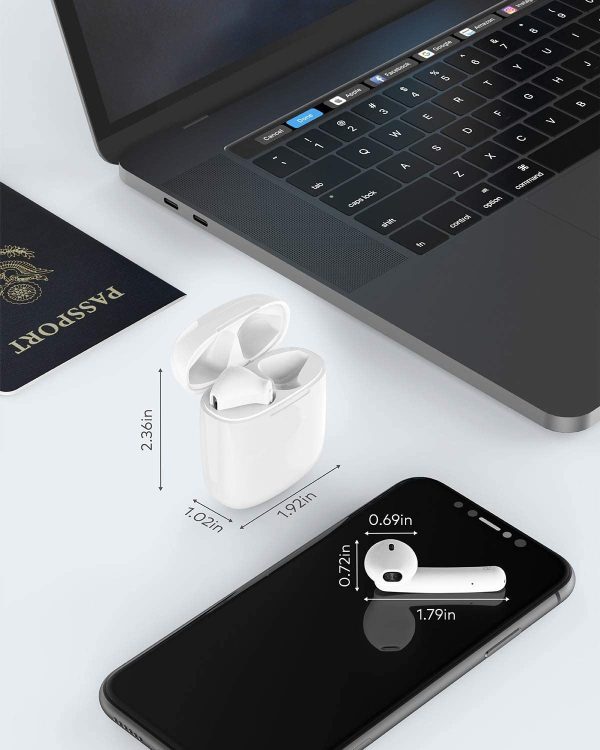 Wireless Earbuds Bluetooth 5.0 Earphones with Mini Charging Case, Mic, Immersive Bass Sound, in-Ear Headphones Waterproof for Sport/Work, Headsets Compatible with iPhone/Android/Samsung/PC, White - Image 2