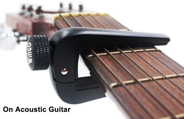 WINGO Wide Guitar Capo Fit for 6 and 12 String Acoustic Classical Electric Guitar,Bass,Mandolin,Banjos,Ukulele All Types String Instrument, Black - Image 4