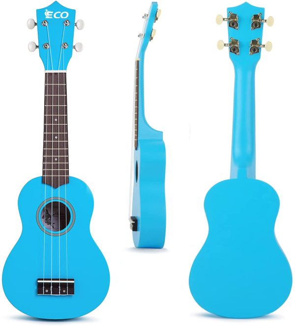 Soprano Ukulele Beginner Kit for Adult Kids 21 Inch Ukelele w/Songbook, Case, Strap, Tuner, Strings, Picks - Blue - Image 5