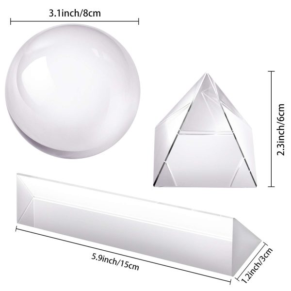 Clear Crystal Ball Crystal Pyramid Optical Crystal Glass Triangular Prism for Teaching Light Spectrum Physics and Photo Photography Prism Art Decor - Image 2