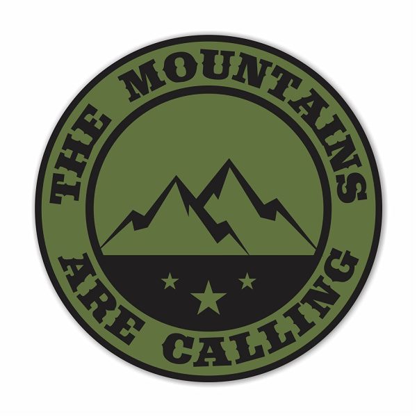 The Mountains Are Calling Vinyl Decal Bumper Sticker - Olive Green & Black, Outdoor Camping Hiking Rock Climbing Off Road Car SUV Truck Decal - Image 4