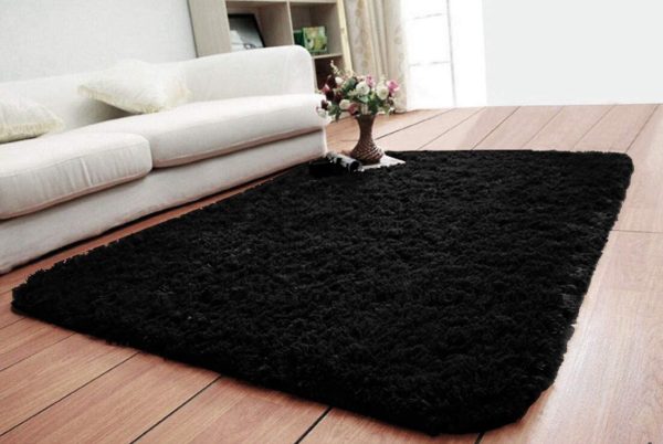 ACTCUT Super Soft Indoor Modern Shag Area Silky Smooth Rugs Fluffy Rugs Anti-Skid Shaggy Area Rug Dining Room Home Bedroom Carpet Floor Mat Mat 2' x 3', Black - Image 2