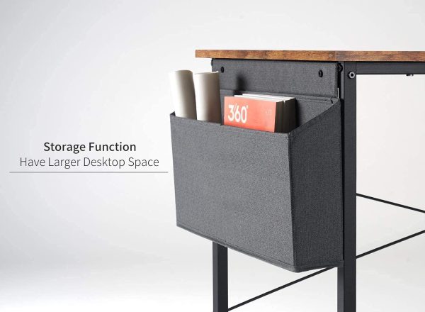 31.5 inch Computer Desk with n-Woven Storage Bag, Office Work Desk for Small Spaces, Writing Study, Industry Modern Table for Bedroom, Home, Office - Image 2