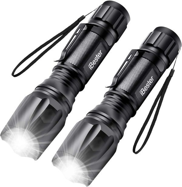 Tactical Flashlight,  High-Powered LED Flashlights, Portable, Zoomable, 5 Modes, Water Resistant, Perfect for Camping, Outdoor, Emergency (2 Pack)