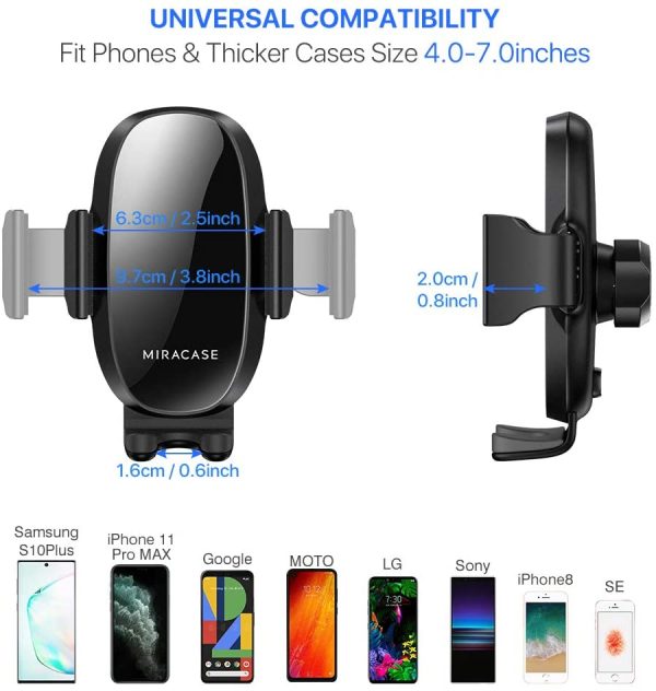 Miracase Classic Car Phone Mount, Air Vent Phone Holder for Car, Universal Car Cell Phone Support Compatible with iPhone 13 Series/12/11/XS/XR,Google,Samsung and All Phones - Image 5