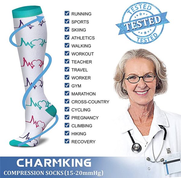 CHARMKING Compression Socks for Women & Men Circulation 15-20 mmHg is Best - Image 2