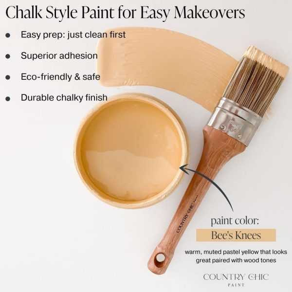 '- Chalk Style All-in-One Paint for Furniture, Home Decor, Cabinets, Crafts, Eco-Friendly, Minimal Surface Prep, Multi-Surface Matte Paint - Bee's Knees [Soft Yellow] - (4 oz)