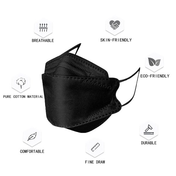 50Pcs Black Face Mask Masks for Adults, Adjustable Breathable Fashion Facemask Facemasks, 4 Ply Layer Fabric Breathe Easy Sport Athletic M1adks Women Men - Image 4