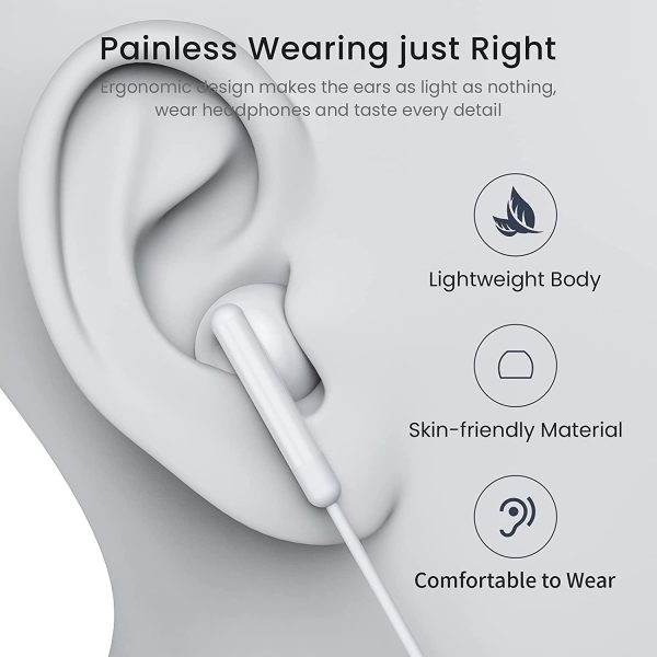 USB C Headphones/Earphones, in Ear USB C Earphones, Type C Earphone with Microphone and Volume Control Earbuds Headset Compatible with Pixel 2/3/4/5, Samsung S20/S21/Note10, Huawei Mate 20/P30 - Image 7