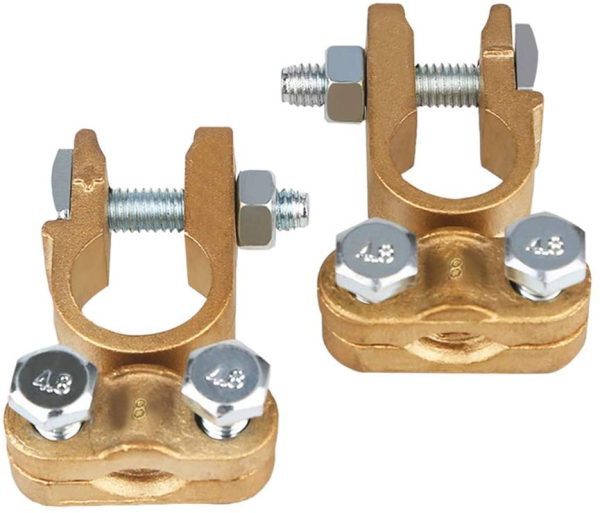 Brass Battery Terminals Connectors Clamps, Top Post Battery Terminal Protector Set for Marine Car Boat RV Vehicles (1 Pair) - Image 8