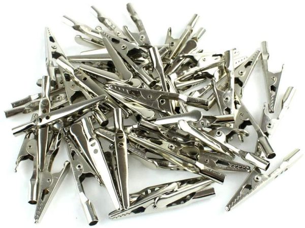 100 Pcs Electric Non Insulated Testing Crocodile Alligator Clips Clamps Silver 50 x 10 x 5mm Alligator Clips for Testing Leads - Image 3