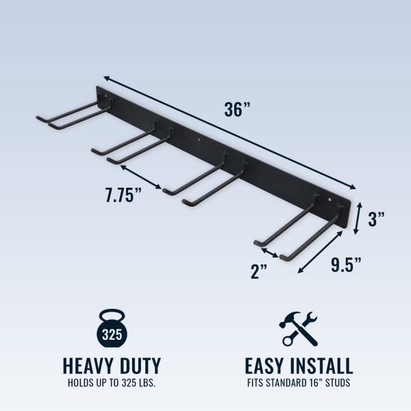 BLAT Tool Storage Rack, Garage Wall Mount Organizer, Heavy-Duty Solid Steel Max 200 lbs, Holds Garden Tools, Shovels, Rakes, Brooms, Cords, Hoses, Ropes, and More - Image 4