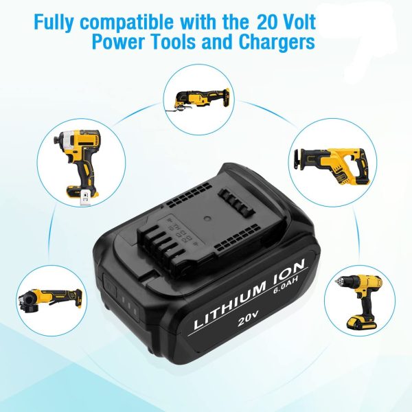 2 Pack 20V 6000mAh Lithium Ion Replacement Battery Compatible with DCB200 DCB205 DCV580 DCB204 DCB180 DCB203 DCD740 DCD780 DCD785C2 DCB181 Cordless Tools - Image 6