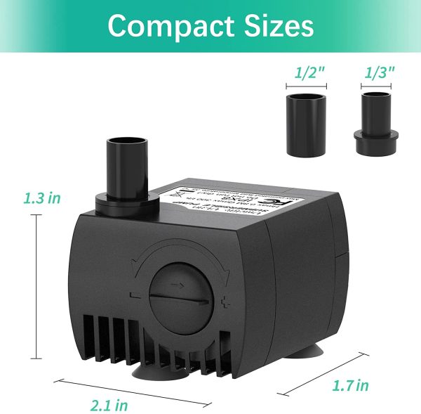 80 GPH Submersible Water Pump 4W Quiet Pump with 6ft Power Cord for Fountain Aquarium Fish Tank - Image 6