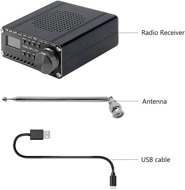 Radio Receiver SI4732 All Band SSB (LSB & USB) FM AM MW & SW Built-in Battery+Antenna+Speaker+Shell,black,500144356