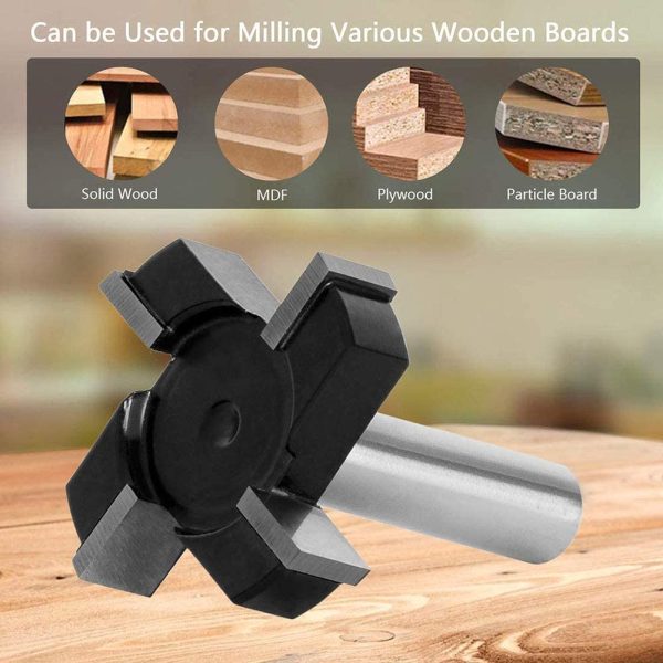 CNC Spoilboard Surfacing Router Bit 1/2 Inch Shank, Slab Flattening Router Bit Durable Carbide Tipped Bits Wood Milling Cutter Planing Tool Woodworking Tools, Black - Image 2