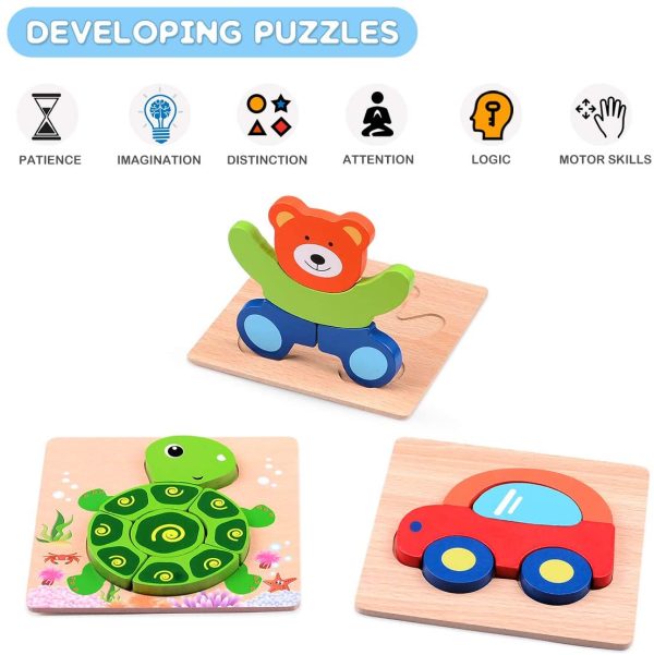 MAGIFIRE Wooden Toddler Puzzles Gifts Toys for 1 2 3 Year Old Boys Girls Baby Infant Kid Learning Educational 6 Animal Shape Jigsaw Eco Friendly Child Kid Montessori Stem Travel Toy