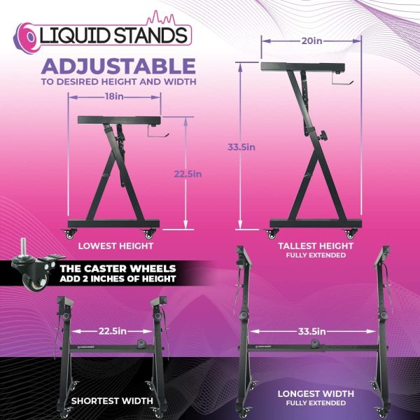 Liquid Stands Piano Keyboard Stand w/Wheels - Z Style Adjustable & Portable Professional Heavy Duty Digital Piano Stand (Fits 54-88 Key Electric Pianos) - Image 3