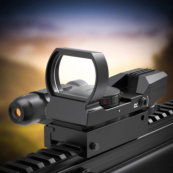 Feyachi RSL-18 Reflex Sight - 4 Reticle Red & Green Dot Sight Optics with Integrated Red La-ser Sight Less Than 5mW Output - Image 6