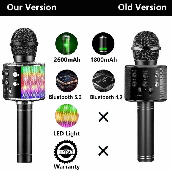 2600mAh Karaoke Bluetooth Wireless Microphone, Rechargeable Battery, Colorful LED Lights, Portable Handheld Mic Speaker Machine for Kids Girls Boys Adults All Age - Image 5