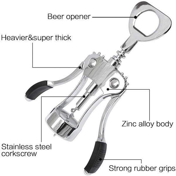 Wine Opener, Premium Multifunctional Wing Corkscrew Wine Bottle Opener, Luxury Waiter Corkscrew with Stopper Set for Wine Enthusiast Waiters - Image 2